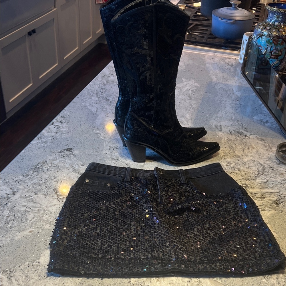 Mustard Seed Mustard Seed Black Sequin Black Mini Size S - Picture 7 of 8